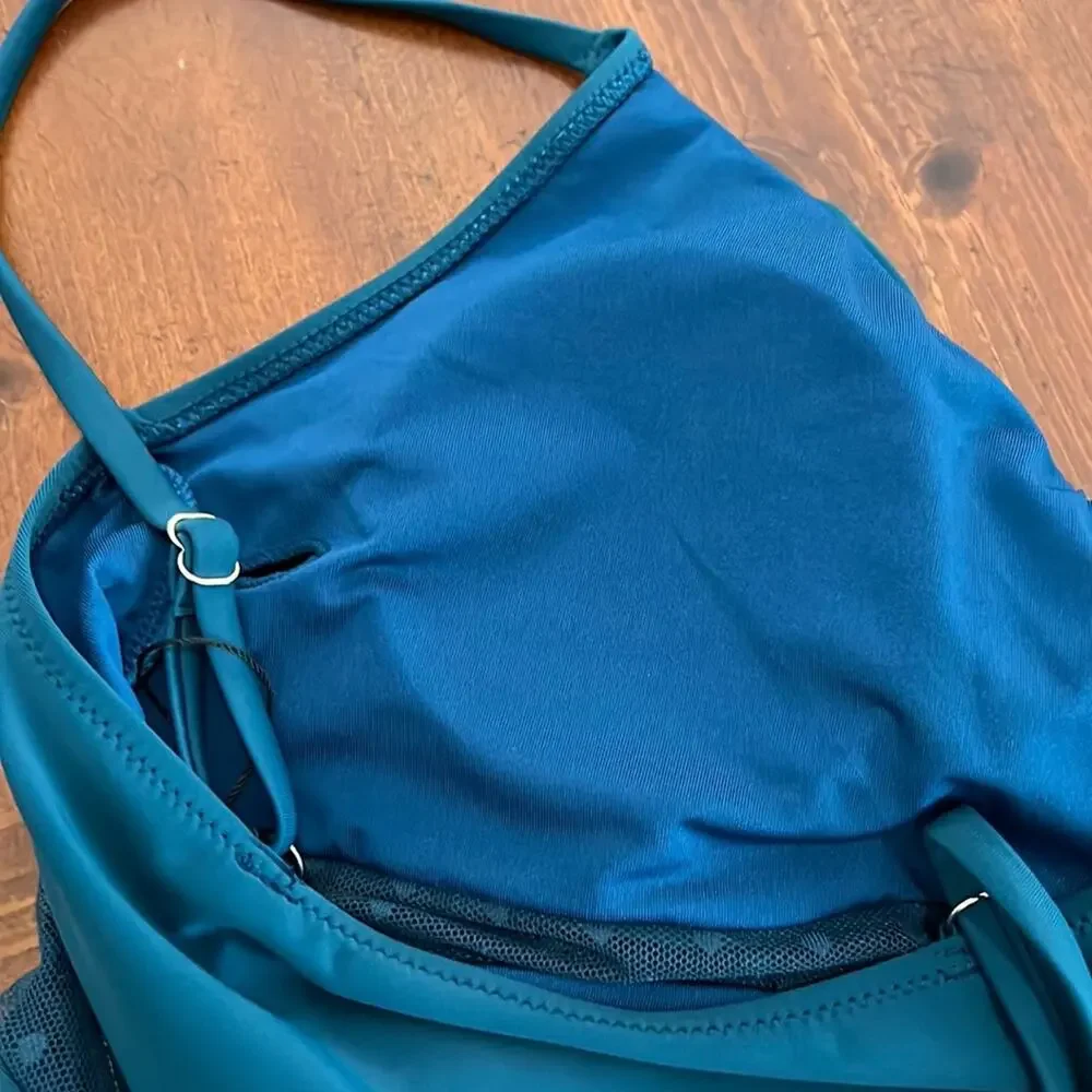 BMJL Teal One Piece Swimsuit with Mesh Insets Woman Size Small